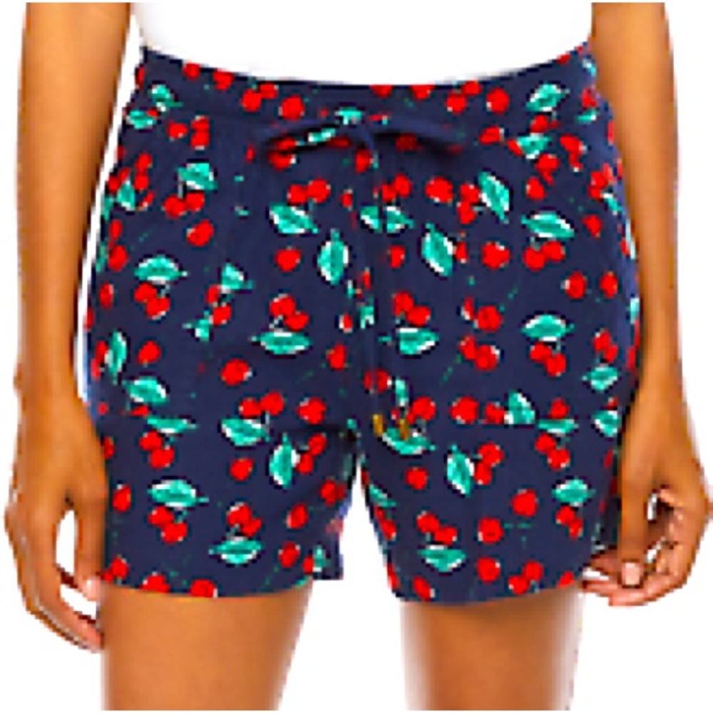 St John’s Bay Cherry Linen Shorts Longer Length 5” inseam Plus Size 2X Navy NWOT
